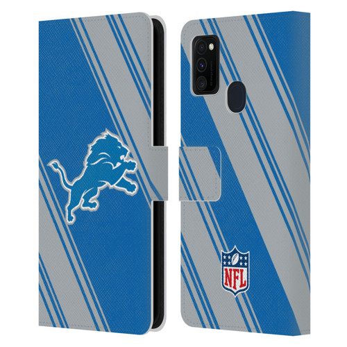 NFL Detroit Lions Artwork Stripes Leather Book Wallet Case Cover For Samsung Galaxy M30s (2019)/M21 (2020)