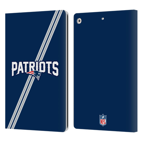 NFL New England Patriots Logo Stripes Leather Book Wallet Case Cover For Apple iPad 10.2 2019/2020/2021