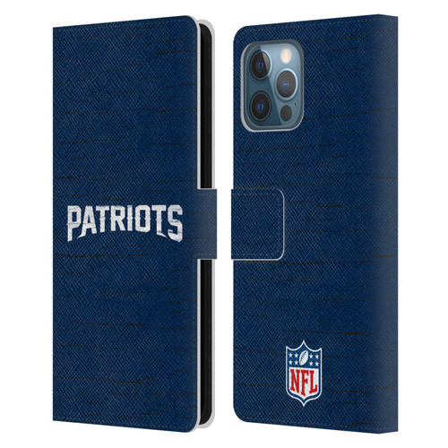 NFL New England Patriots Logo Distressed Look Leather Book Wallet Case Cover For Apple iPhone 12 Pro Max