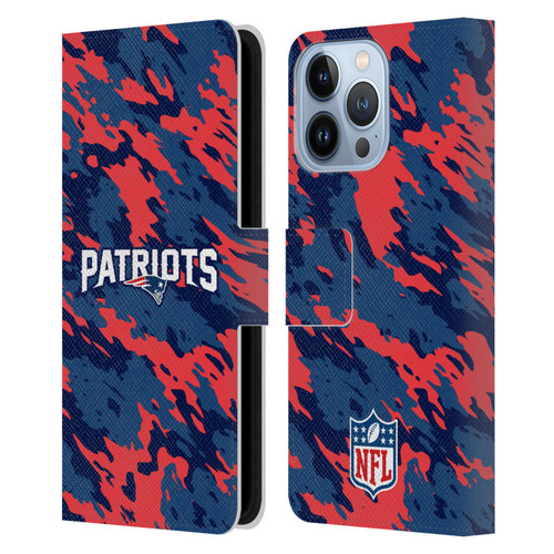 NFL New England Patriots Logo Camou Leather Book Wallet Case Cover For Apple iPhone 13 Pro