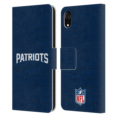 NFL New England Patriots Logo Distressed Look Leather Book Wallet Case Cover For Apple iPhone XR NFL New England Patriots Logo Distressed Look Leather Book Wallet Case Cover For Apple iPhone XR