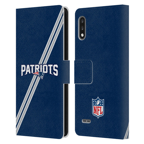 NFL New England Patriots Logo Stripes Leather Book Wallet Case Cover For LG K22