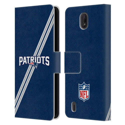 NFL New England Patriots Logo Stripes Leather Book Wallet Case Cover For Nokia C01 Plus/C1 2nd Edition