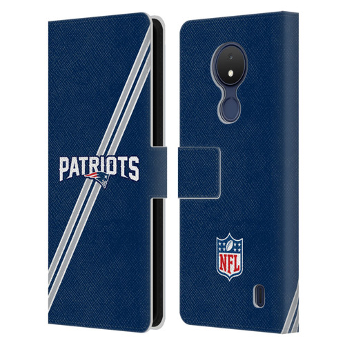 NFL New England Patriots Logo Stripes Leather Book Wallet Case Cover For Nokia C21