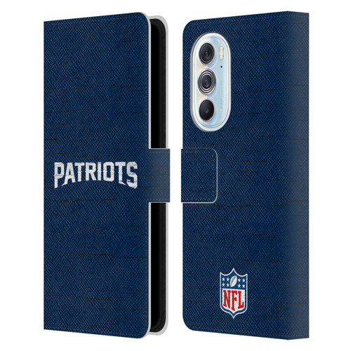 NFL New England Patriots Logo Distressed Look Leather Book Wallet Case Cover For Motorola Edge X30