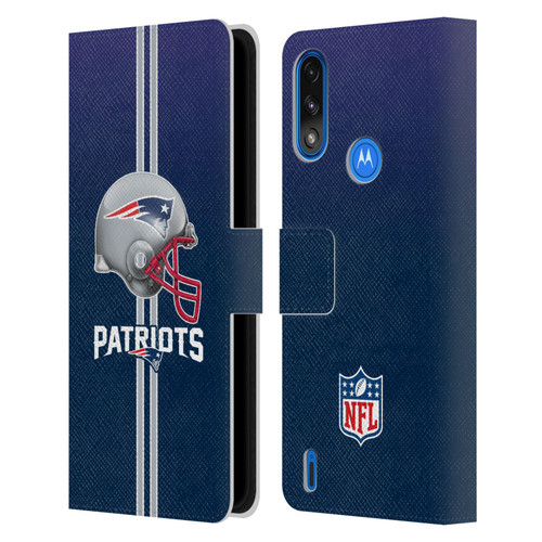 NFL New England Patriots Logo Helmet Leather Book Wallet Case Cover For Motorola Moto E7 Power / Moto E7i Power