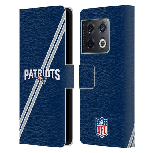NFL New England Patriots Logo Stripes Leather Book Wallet Case Cover For OnePlus 10 Pro