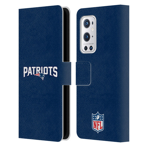 NFL New England Patriots Logo Plain Leather Book Wallet Case Cover For OnePlus 9 Pro