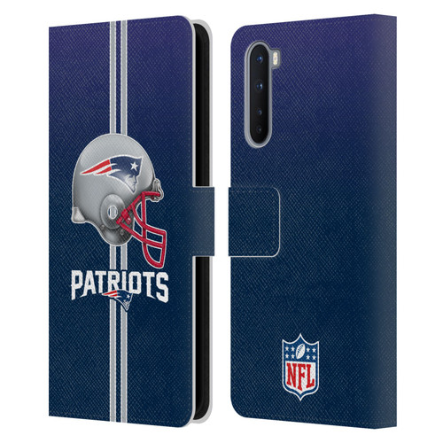 NFL New England Patriots Logo Helmet Leather Book Wallet Case Cover For OnePlus Nord 5G