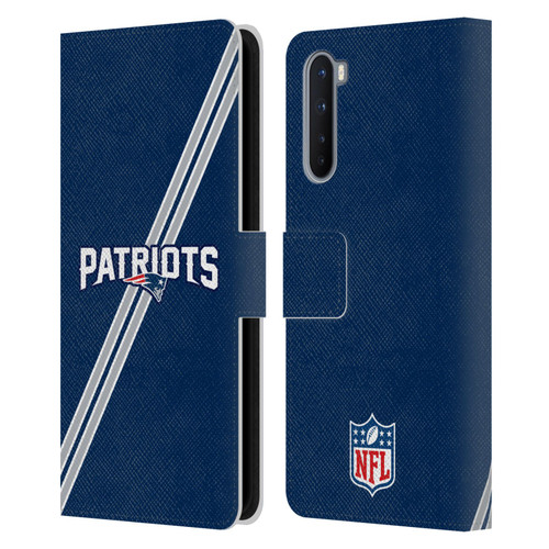 NFL New England Patriots Logo Stripes Leather Book Wallet Case Cover For OnePlus Nord 5G