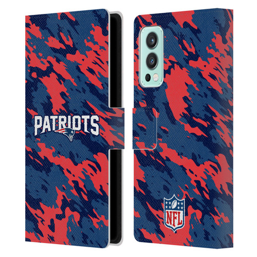 NFL New England Patriots Logo Camou Leather Book Wallet Case Cover For OnePlus Nord 2 5G