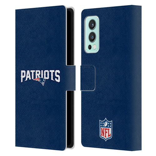 NFL New England Patriots Logo Plain Leather Book Wallet Case Cover For OnePlus Nord 2 5G