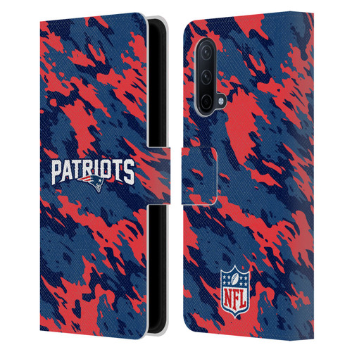 NFL New England Patriots Logo Camou Leather Book Wallet Case Cover For OnePlus Nord CE 5G