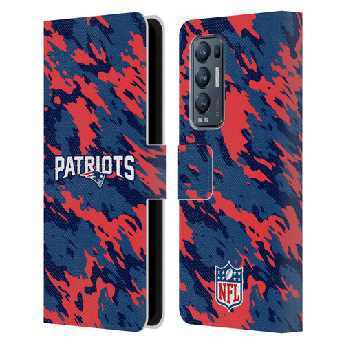 NFL New England Patriots Logo Camou Leather Book Wallet Case Cover For OPPO Find X3 Neo / Reno5 Pro+ 5G