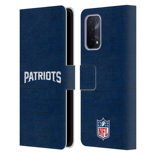 NFL New England Patriots Logo Distressed Look Leather Book Wallet Case Cover For OPPO A54 5G
