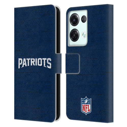NFL New England Patriots Logo Distressed Look Leather Book Wallet Case Cover For OPPO Reno8 Pro