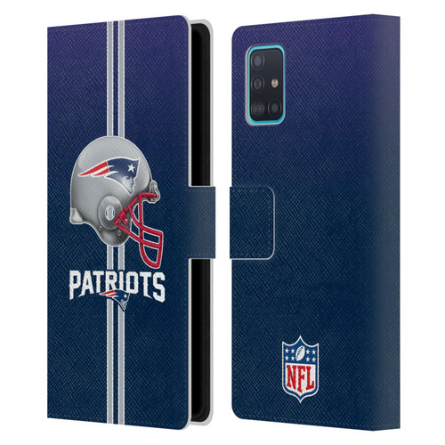 NFL New England Patriots Logo Helmet Leather Book Wallet Case Cover For Samsung Galaxy A51 (2019)