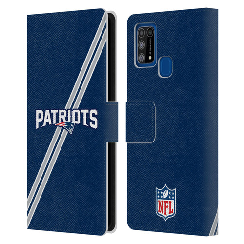 NFL New England Patriots Logo Stripes Leather Book Wallet Case Cover For Samsung Galaxy M31 (2020)