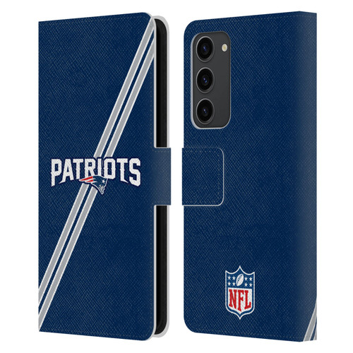 NFL New England Patriots Logo Stripes Leather Book Wallet Case Cover For Samsung Galaxy S23+ 5G
