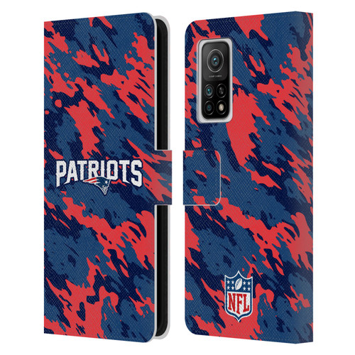 NFL New England Patriots Logo Camou Leather Book Wallet Case Cover For Xiaomi Mi 10T 5G