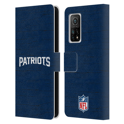 NFL New England Patriots Logo Distressed Look Leather Book Wallet Case Cover For Xiaomi Mi 10T 5G