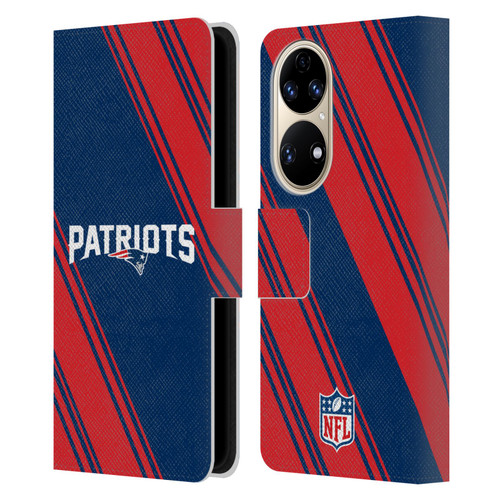 NFL New England Patriots Artwork Stripes Leather Book Wallet Case Cover For Huawei P50