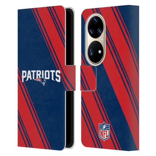 NFL New England Patriots Artwork Stripes Leather Book Wallet Case Cover For Huawei P50 Pro