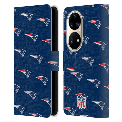 NFL New England Patriots Artwork Patterns Leather Book Wallet Case Cover For Huawei P50 Pro
