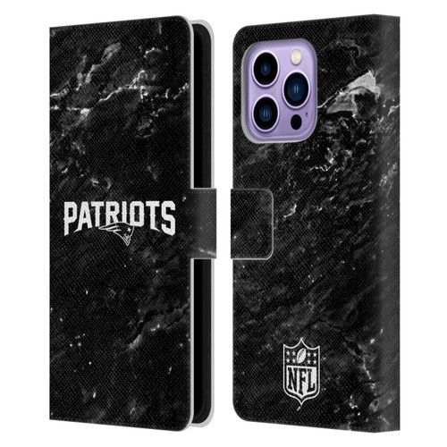 NFL New England Patriots Artwork Marble Leather Book Wallet Case Cover For Apple iPhone 14 Pro Max