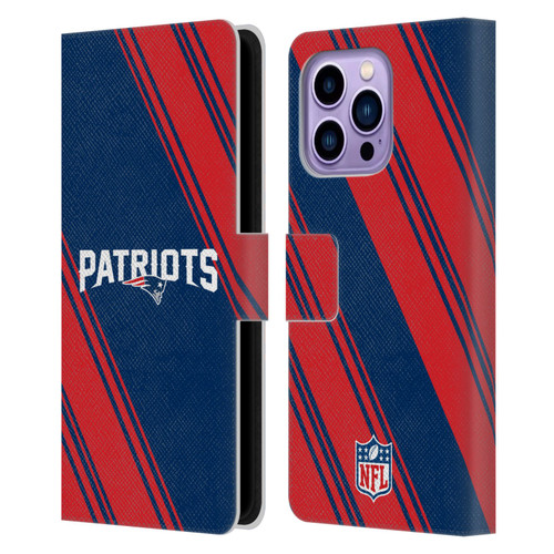 NFL New England Patriots Artwork Stripes Leather Book Wallet Case Cover For Apple iPhone 14 Pro Max