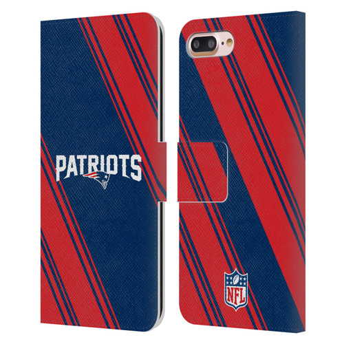 NFL New England Patriots Artwork Stripes Leather Book Wallet Case Cover For Apple iPhone 7 Plus / iPhone 8 Plus
