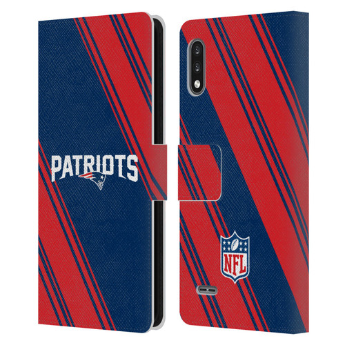 NFL New England Patriots Artwork Stripes Leather Book Wallet Case Cover For LG K22