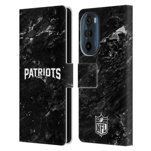 NFL New England Patriots Artwork Marble Leather Book Wallet Case Cover For Motorola Edge 30