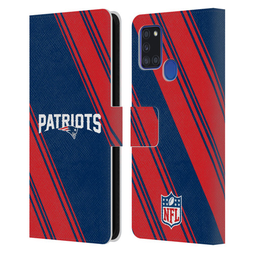NFL New England Patriots Artwork Stripes Leather Book Wallet Case Cover For Samsung Galaxy A21s (2020)