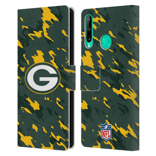 NFL Green Bay Packers Logo Camou Leather Book Wallet Case Cover For Huawei P40 lite E