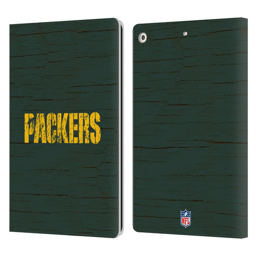 NFL Green Bay Packers Logo Distressed Look Leather Book Wallet Case Cover For Apple iPad 10.2 2019/2020/2021