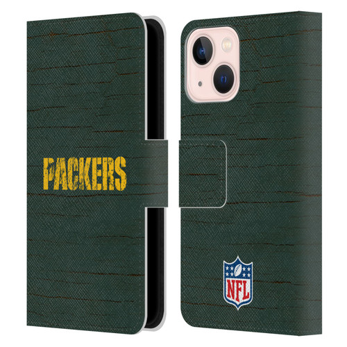 NFL Green Bay Packers Logo Distressed Look Leather Book Wallet Case Cover For Apple iPhone 13 Mini
