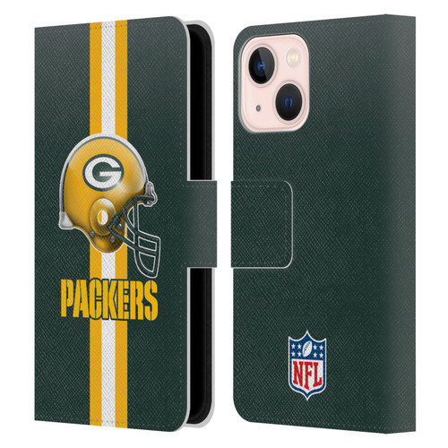 NFL Green Bay Packers Logo Helmet Leather Book Wallet Case Cover For Apple iPhone 13 Mini