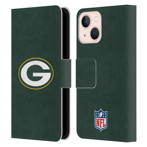 NFL Green Bay Packers Logo Plain Leather Book Wallet Case Cover For Apple iPhone 13 Mini