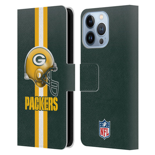 NFL Green Bay Packers Logo Helmet Leather Book Wallet Case Cover For Apple iPhone 13 Pro