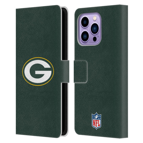 NFL Green Bay Packers Logo Plain Leather Book Wallet Case Cover For Apple iPhone 14 Pro Max