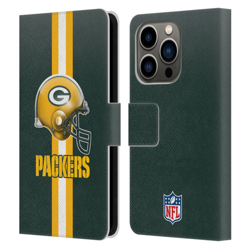 NFL Green Bay Packers Logo Helmet Leather Book Wallet Case Cover For Apple iPhone 14 Pro