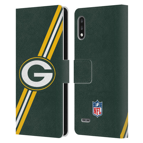 NFL Green Bay Packers Logo Stripes Leather Book Wallet Case Cover For LG K22