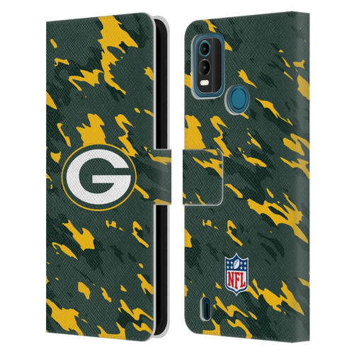 NFL Green Bay Packers Logo Camou Leather Book Wallet Case Cover For Nokia G11 Plus