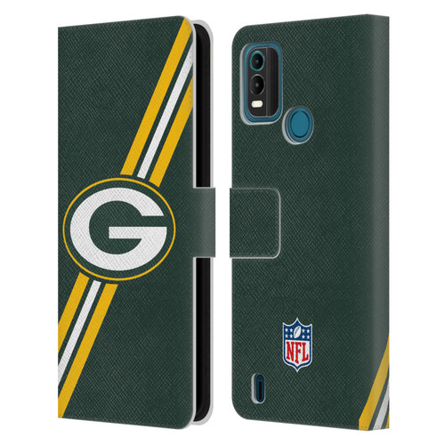 NFL Green Bay Packers Logo Stripes Leather Book Wallet Case Cover For Nokia G11 Plus