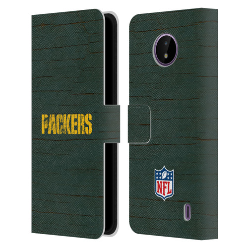 NFL Green Bay Packers Logo Distressed Look Leather Book Wallet Case Cover For Nokia C10 / C20