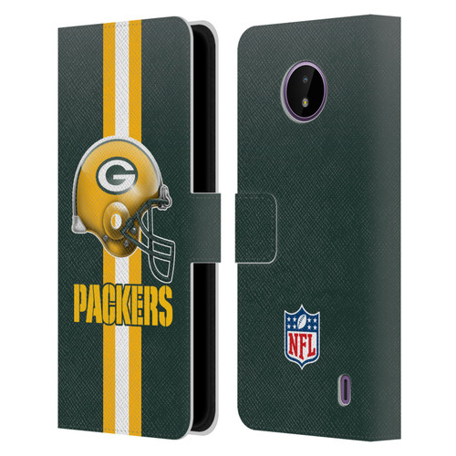 NFL Green Bay Packers Logo Helmet Leather Book Wallet Case Cover For Nokia C10 / C20
