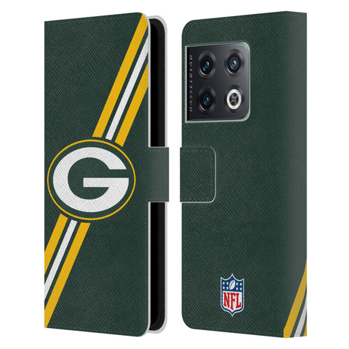 NFL Green Bay Packers Logo Stripes Leather Book Wallet Case Cover For OnePlus 10 Pro