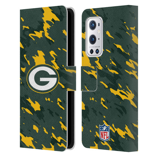 NFL Green Bay Packers Logo Camou Leather Book Wallet Case Cover For OnePlus 9 Pro