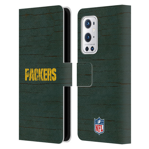 NFL Green Bay Packers Logo Distressed Look Leather Book Wallet Case Cover For OnePlus 9 Pro